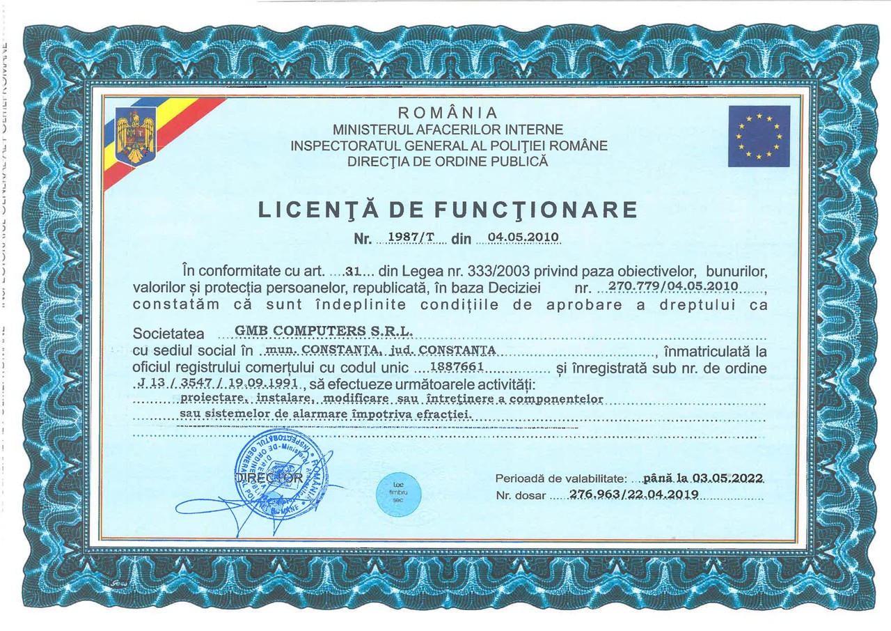 licenta igpr GMB Computers